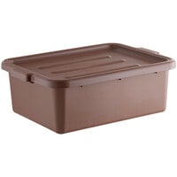 Choice 20" x 15" x 7" Brown Polypropylene Bus Tub with Cover