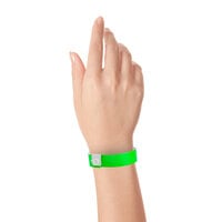 Carnival King Neon Green Disposable Vinyl Customizable Wristband 3/4 inch x 10 inch - 500/Box