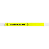 Carnival King Highlighter Yellow DESIGNATED DRIVER Disposable Tyvek® Wristband 3/4 inch x 10 inch - 500/Bag