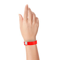 Carnival King Neon Red Disposable Vinyl Customizable Wristband 3/4 inch x 10 inch - 500/Box