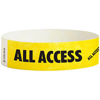 Carnival King Neon Yellow ALL ACCESS Disposable Tyvek® Wristband 3/4 inch x 10 inch - 500/Bag