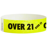 Carnival King Highlighter Yellow OVER 21 inch Disposable Tyvek® Wristband 3/4 inch x 10 inch - 500/Bag