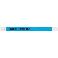 Carnival King Neon Blue "OVER 21" Disposable Tyvek® Wristband 3/4" x 10" - 500/Bag