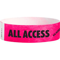 Carnival King Neon Pink ALL ACCESS Disposable Tyvek® Wristband 3/4 inch x 10 inch - 500/Bag