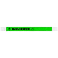 Carnival King Neon Green "DESIGNATED DRIVER" Disposable Tyvek® Wristband 3/4" x 10" - 500/Bag