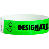Carnival King Neon Green DESIGNATED DRIVER Disposable Tyvek® Wristband 3/4 inch x 10 inch - 500/Bag
