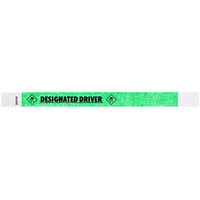 Carnival King Mint Green "DESIGNATED DRIVER" Disposable Tyvek® Wristband 3/4" x 10" - 500/Bag