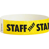 Carnival King Neon Yellow STAFF Disposable Tyvek® Wristband 3/4 inch x 10 inch - 500/Bag