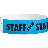 Carnival King Neon Blue STAFF Disposable Tyvek® Wristband 3/4 inch x 10 inch - 500/Bag