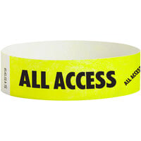 Carnival King Highlighter Yellow ALL ACCESS Disposable Tyvek® Wristband 3/4 inch x 10 inch - 500/Bag