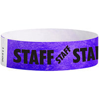 Carnival King Neon Purple STAFF Disposable Tyvek® Wristband 3/4 inch x 10 inch - 500/Bag