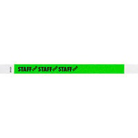 Carnival King Neon Green "STAFF" Disposable Tyvek® Wristband 3/4" x 10" - 500/Bag