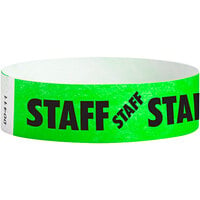 Carnival King Neon Green STAFF Disposable Tyvek® Wristband 3/4 inch x 10 inch - 500/Bag