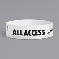 Carnival King White ALL ACCESS Disposable Tyvek® Wristband 3/4 inch x 10 inch - 500/Bag