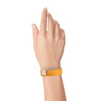 Carnival King Neon Orange Disposable Vinyl Wristband 3/4 inch x 10 inch - 500/Box