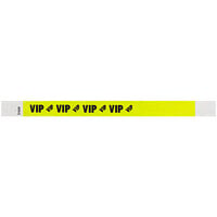 Carnival King Highlighter Yellow "VIP" Disposable Tyvek® Wristband 3/4" x 10" - 500/Bag