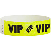 Carnival King Highlighter Yellow VIP Disposable Tyvek® Wristband 3/4 inch x 10 inch - 500/Bag