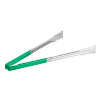 Vollrath 4791670 Jacob's Pride 16" Stainless Steel VersaGrip Tongs with Green Coated Kool Touch® Handle