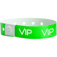 Carnival King Neon Green VIP Disposable Plastic Wristband 5/8 inch x 10 inch - 500/Box