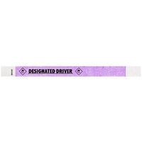 Carnival King Light Purple DESIGNATED DRIVER Disposable Tyvek® Wristband 3/4 inch x 10 inch - 500/Bag