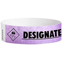 Carnival King Light Purple DESIGNATED DRIVER Disposable Tyvek® Wristband 3/4 inch x 10 inch - 500/Bag