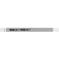 Carnival King Silver "OVER 21" Disposable Tyvek® Wristband 3/4" x 10" - 500/Bag