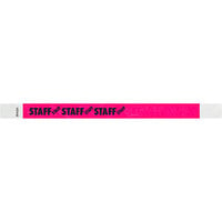 Carnival King Neon Pink "STAFF" Disposable Tyvek® Wristband 3/4" x 10" - 500/Bag