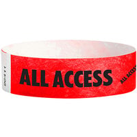 Carnival King Tomato Red ALL ACCESS Disposable Tyvek® Wristband 3/4 inch x 10 inch - 500/Bag