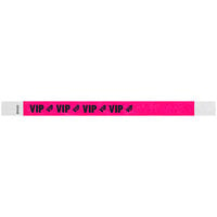 Carnival King Neon Pink "VIP" Disposable Tyvek® Wristband 3/4" x 10" - 500/Bag