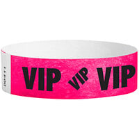 Carnival King Neon Pink VIP Disposable Tyvek® Wristband 3/4 inch x 10 inch - 500/Bag