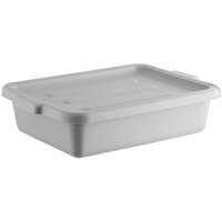 Choice 20 inch x 15 inch x 5 inch Gray Polypropylene Bus Tub with Cover