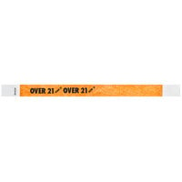 Carnival King Neon Orange "OVER 21" Disposable Tyvek® Wristband 3/4" x 10" - 500/Bag