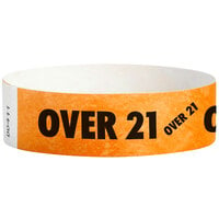 Carnival King Neon Orange OVER 21 inch Disposable Tyvek® Wristband 3/4 inch x 10 inch - 500/Bag