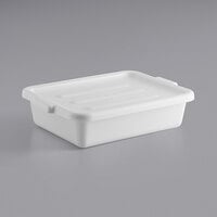 Choice 20" x 15" x 5" White Polypropylene Bus Tub with Cover
