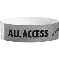 Carnival King Silver ALL ACCESS Disposable Tyvek® Wristband 3/4 inch x 10 inch - 500/Bag