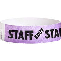Carnival King Light Purple STAFF Disposable Tyvek® Wristband 3/4 inch x 10 inch - 500/Bag