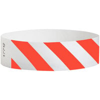 Carnival King Neon Red Striped Disposable Tyvek® Wristband 3/4 inch x 10 inch - 500/Bag