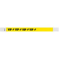 Carnival King Neon Yellow "VIP" Disposable Tyvek® Wristband 3/4" x 10" - 500/Bag