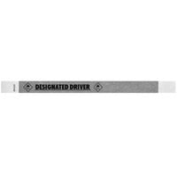 Carnival King Silver DESIGNATED DRIVER Disposable Tyvek® Wristband 3/4 inch x 10 inch - 500/Bag