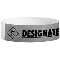 Carnival King Silver DESIGNATED DRIVER Disposable Tyvek® Wristband 3/4 inch x 10 inch - 500/Bag
