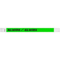 Carnival King Neon Green "ALL ACCESS" Disposable Tyvek® Wristband 3/4" x 10" - 500/Bag