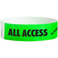 Carnival King Neon Green ALL ACCESS Disposable Tyvek® Wristband 3/4 inch x 10 inch - 500/Bag