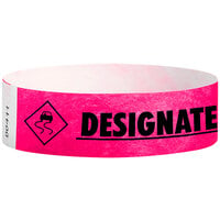 Carnival King Neon Pink DESIGNATED DRIVER Disposable Tyvek® Wristband 3/4 inch x 10 inch - 500/Bag