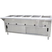 Advance Tabco SW-6E-240-DR Six Pan Electric Hot Food Table with Enclosed Base and Sliding Doors - Sealed Well, 208/240V
