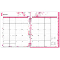 Blue Sky 137268 Breast Cancer Awareness 8 1/2 inch x 11 inch July 2021 - December 2022 Orchid Weekly / Monthly Planner