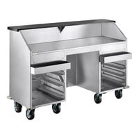 Regency 70" Stainless Steel Portable Bar with Open Front and Two Removable Speed Rails
