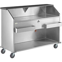 Regency 63 inch Basic Stainless Steel Portable Bar with Two Removable Speed Rails and Ice Bin