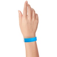 Carnival King Neon Blue Disposable Tyvek® Customizable Wristband 3/4 inch x 10 inch - 500/Bag