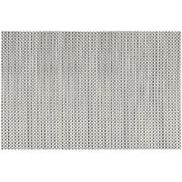 Front of the House Metroweave 18 1/4" x 12" Silver Basketweave Woven Vinyl Rectangle Placemat / Liner - 12/Pack