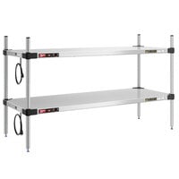 Metro Super Erecta 18" x 48" Stainless Steel 2-Shelf Heated Stainless Steel Takeout Station with 27" Chrome Posts